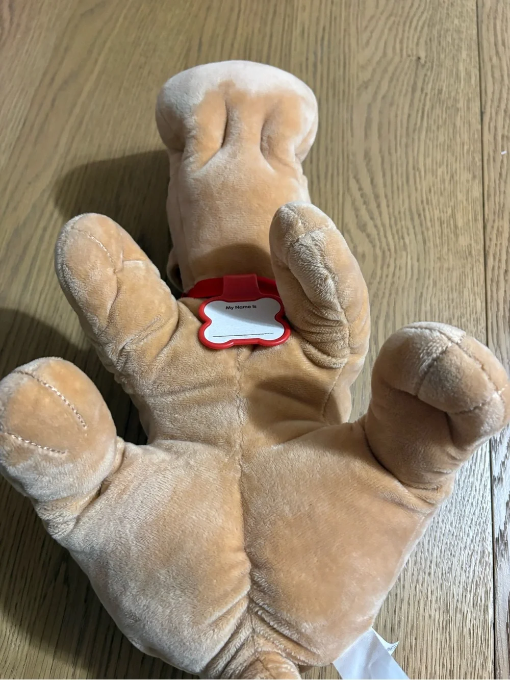 Hasbro Tan Plush Dog Toy with Red Collar and Big Eyes